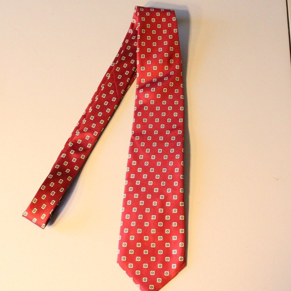 Fleet Street 100% Silk Tie - Red Geometric - Made in the USA